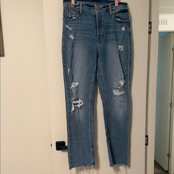 Goldie Denim - Goldie Distressed Straight Leg Jeans in Blue